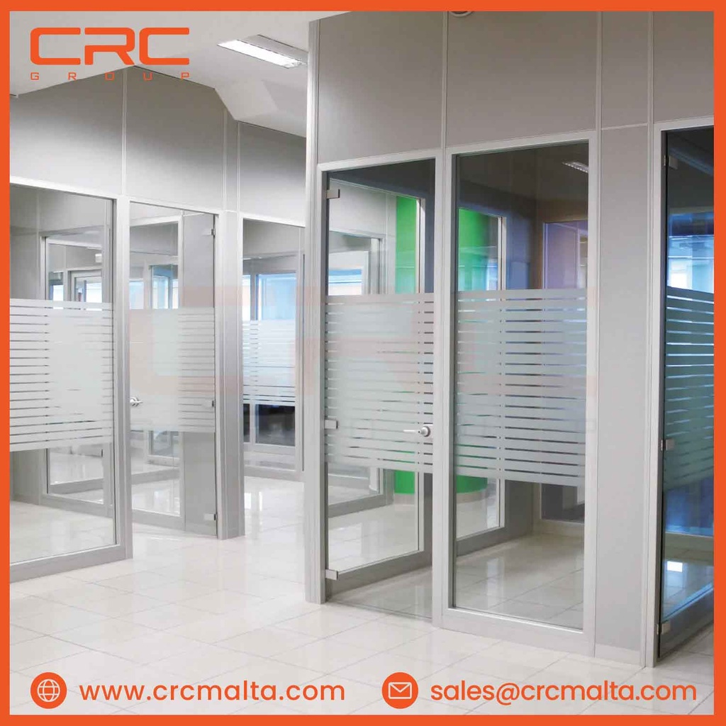 CRC Modular Office Partition – Single Glass with Rounded Profile - Omega
