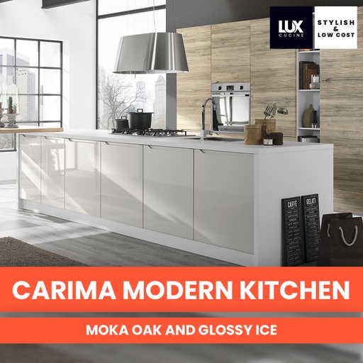 CRC CARIMA Modern Kitchen Oak and Glossy Ice Finish