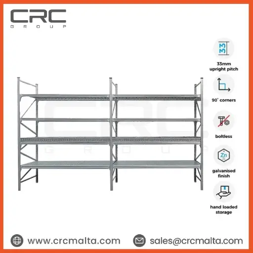 CRC hand loaded long span shelving system Unishelf