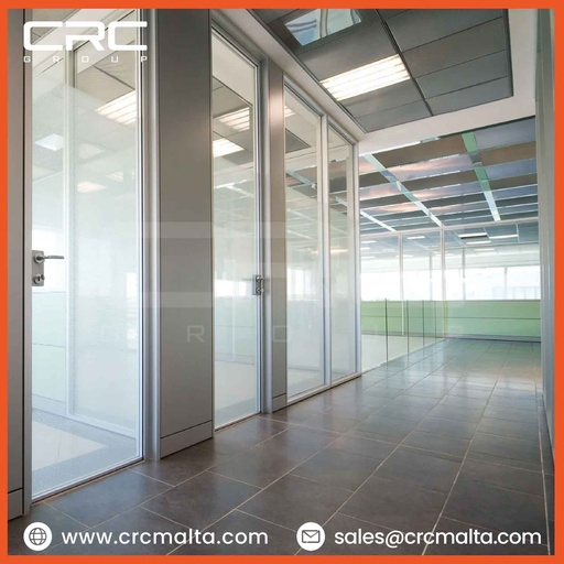 CRC Single Glass Partition in Malta - LINEAR