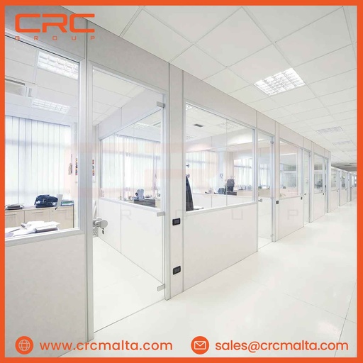 CRC Modular Office Partition in Malta with Single Glass - Omega